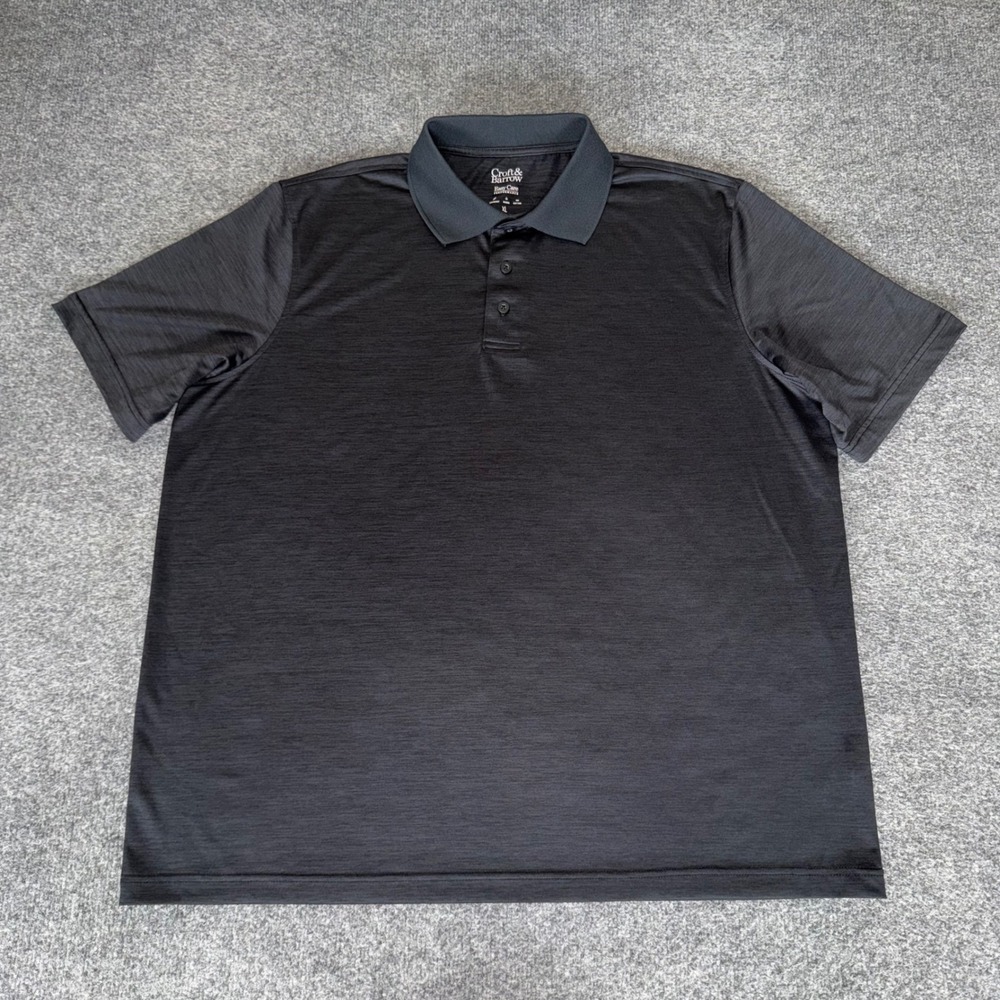 Croft & Barrow Mens XL Black Easy Care Performance Polo Shirt Wicking Stretch